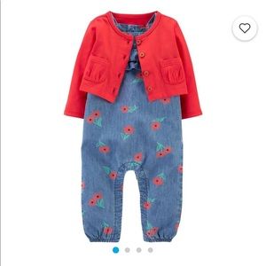 Carters romper and cardigan set